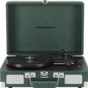 Crosley CR8005F-EM Cruiser Plus Vintage 3-Speed Bluetooth in/Out Suitcase Vinyl Record Player Turntable, Dark Emerald