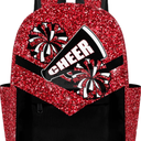 Red Glitter Cheer Kids Backpack for Girls Cheerleader Preschool Toddler Backpack Kindergarten Nursery Bookbag Travel Children Lightweight School Bag