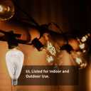 15 Pack ST38 Replacement Bulbs, 5W Incandescent Warm White E12 Candelabra Base, Cost-Effective Clear Glass Waterproof Replacement Bulbs for Outdoor Patio & String Lights