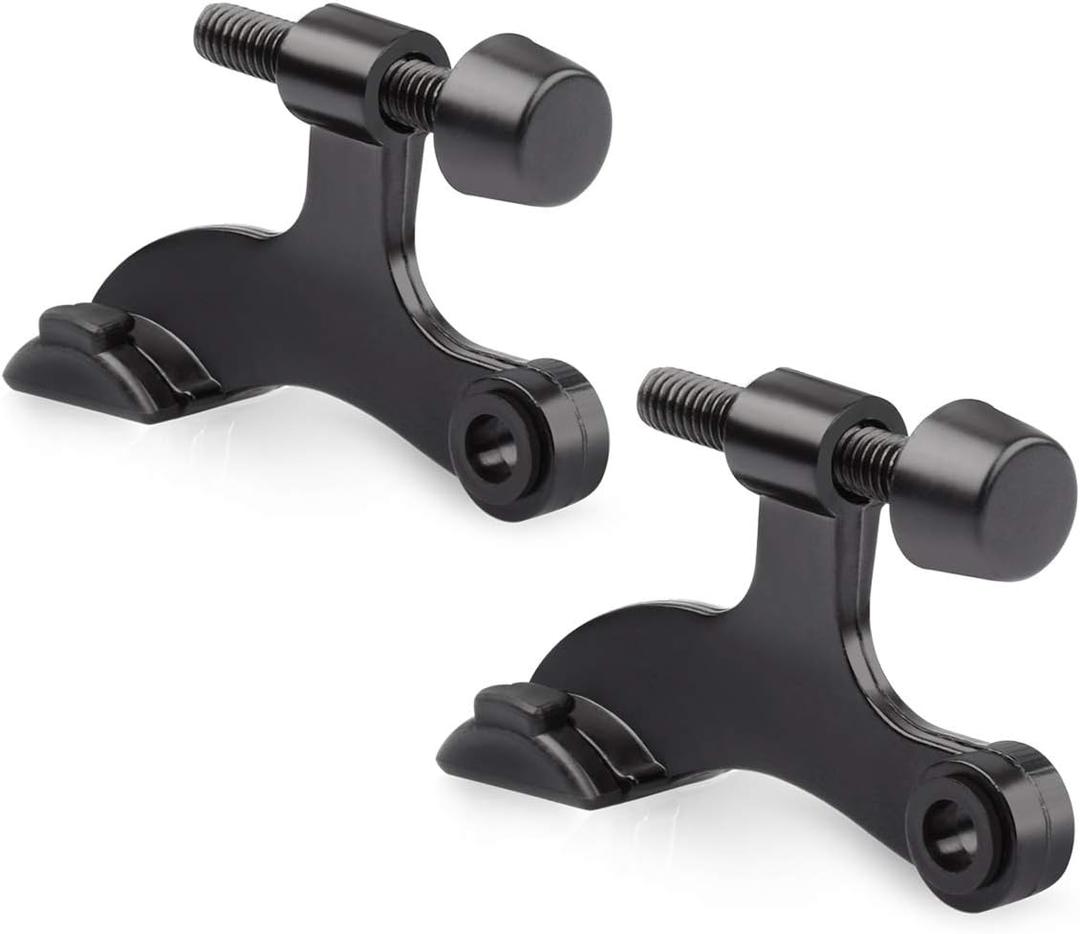 2 Pack Hinge Pin Door Stopper Black - Adjustable Heavy Duty Hinge Pin Door Stop with Black Rubber Bumper Tips