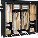 CASAMAYA Portable Closet, 66.9 Inch Large Capacity Wardrobe Closet with Cover, Clothes Storage Organizer with Shelves and 4 Hanging Rods, Easy to Assembly, Black PCT204B01, 66.9"L x 17.7"W x 70.9"H