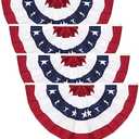 3 x 6 Ft American Pleated Fan Flag, USA Patriotic Half Fan Bunting Flag, 4th of July Decorations Flags (Set of 2)