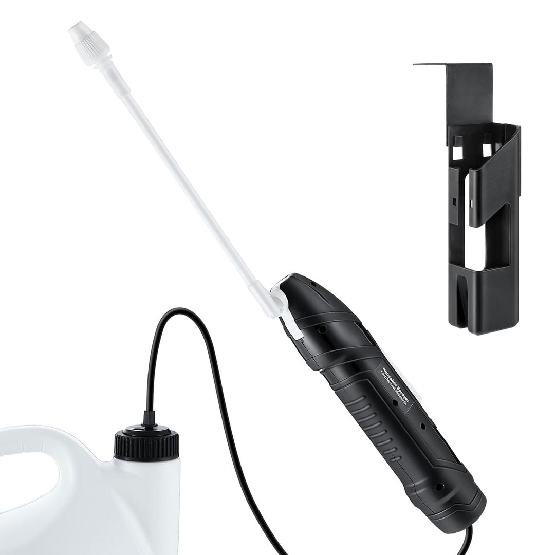 Qualirey Battery Powered Sprayer Wand with Holster, Foldable Nozzle Fits 38mm Cap 1 Gallon Jugs, Electric Weed Bug Ant Killer for Beach Cleaning, Gardening, Lawn and Disinfecting(Black)