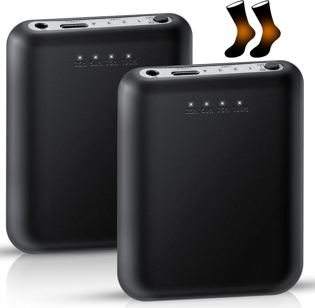 2PCS Rechargeable Batteries 5V 5000mAh for Heated Socks, 4 Heating Settings Large Capacity Replacement Li-Polymer Battery
