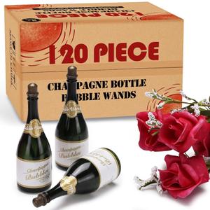120 Pack Mini Champagne Bottle Bubble Bulk, Ideal for Wedding Send Off, Bridal Shower or Engagement, Anniversaries Celebration, Valentines Day, Family Reunion, Party Favor for Guests Newlyweds Couple