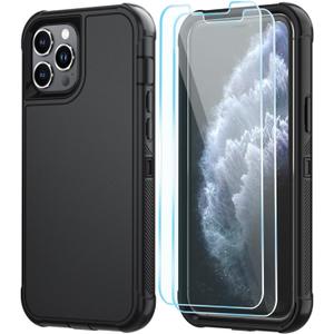 SunStory Compatible with iPhone 11 Pro Case with HD Screen Protector, 3-Layer Heavy Duty Full-Body Cover,3 in 1 Hybrid Protective Case for iPhone 11 Pro 5.8",Black