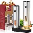 Electric Salt and Pepper Grinder Set, Pepper and Salt Shakers, Auto Pepper Mill with Rechargeable Base/Led Light/Adjustable Coarseness, Kitchen Essentials Ideal for Daily Use & New Home Gift (Stainless steel color)