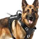 BARKBAY Service Dog Vest Tactical Dog Harness Medium Large Sized Dog No Pull Adjustable Dog Harness Reflective K9 Working Training Easy Control Military Molle System(Legion Black, XL)