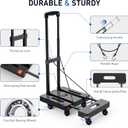 SPACEKEEPER Folding Hand Truck, 500 LB Heavy Duty Luggage Cart, Utility Dolly Platform Cart with 6 Wheels & 2 Elastic Ropes for Luggage, Travel, Moving, Shopping, Office Use, Black