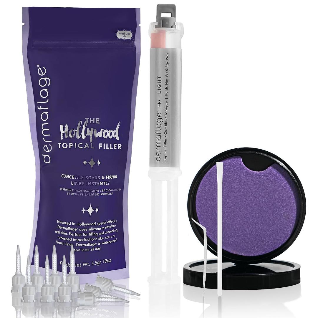Dermaflage Scar Filler Kit - Light - Deep Scar Cover and Waterproof Concealer for Acne Scars Wrinkles, and Ice Pick Scars Makeup, 1 mo supply