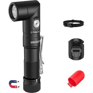 T5 1400 Lumens Rechargeable LED Flashlight, 90 Degree Adjustable Head, EDC Tactical Flashlight,Magnetic AA Pocket Work Light with Red Diffuser & Clip for Camping, Hiking, Emergency