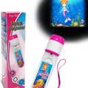 Mermaid Projector Flashlight for Kids Ages 3+, Ideas Christmas Stocking Stuffers Gifts for Girls, Pink Fairy Little Mermaid Toys, 3 Discs 24 Images, Kid Night Light Projector (1-pack( Mermaid))