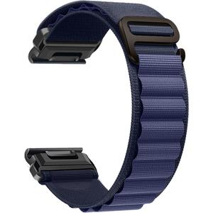 26mm Quickfit Watchbands Compatible With Garmin Fenix 8 51mm 7x 6x Pro Tactix 7 Pro 5x Plus Enduro 3 2, Alpine Loop Nylon Watch Bands For Fenix 3/3HR MK2 Delta For Men-Large (Navy Blue)