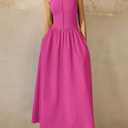PRETTYGARDEN Maxi Dresses for Women 2026 Summer Casual Sleeveless Patchwork Flowy Vacation Sundress Knit Long Work Tank Dress (Pink, S)