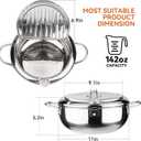 Kerilyn Deep Fryer Pot, 11 Inch/4.2 L Janpanese Style Tempura Frying Pot with Lid, 304 Stainless Steel with Temperature Control and Oil Drip Drainer Rack, for Kitchen French Fries, Chicken etc