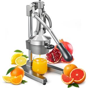 Cast Iron Juicer Hand Press Manual Citrus Squeezer for Lemon Orange Lime Pomegranate, Heavy Duty Countertop Juice Press Extractor with Cup, Commercial Bar Kitchen Tool