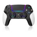 Wireless Controller for PS5 with RGB LED,TURBO, Dual Vibration, 6 Axis Gyro Sensor, Touchpad, Ergonomic for Playstation 5 Controller, Compatible with PlayStation 5/PC/Mac, Anti-Slip Black and White