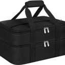 Double Insulated Casserole Carrier, Portable Casserole Carrier for Hot or Cold Food Lunch Tote Warmer or Cooler Bag, Lasagna Lunch Bag for Potluck Parties- Fits 9" x 13" Baking Dish-Black (16x10x7.2 in)