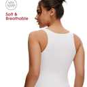 2 x NANJI Sleeveless Bodysuit for Women - Slim Fit Scoop Neck Body Suit, Stretch Double Lined Tops, Casual Going Out Outfits (M, White) (White, M)