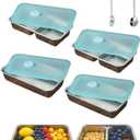 Steel Snack Containers, 6-Pack Reusable Grab and Go Containers with Lids, Dual Compartment Bento Box for Travel, Camping & Lunch Prep (Ocean Blue)