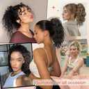 Flufymooz Ponytail Extension, 12" Short Claw Ponytail Wavy Curly Jaw Clip in Pony Tails Hair Extension Natural Synthetic Hairpiece for Women (Chocolate Brown with Blonde Highlights)