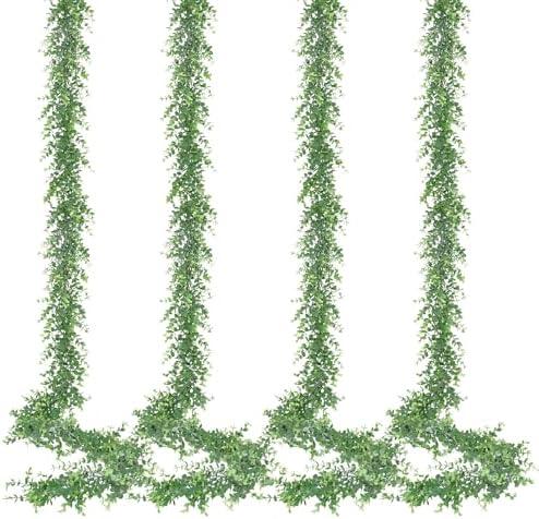 MARTINE MALL Eucalyptus Garland, 5 Pack 24FT Artificial Greenery Garland Eucalyptus Leaves Vines, Faux Hanging Garlands for Wall Table Arch Wedding Backdrop Party Home Decor (Grey Green)