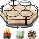 Rotating Coffee Syrup Organizer 7 Bottles, Coffee Syrup Rack Stand for Countertop, Tumbler Bottle Storage Holder, Turntable Display Lazy Susan Tray for Coffee Bar Station, Kitchen, Pantry