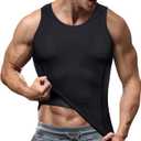 TAILONG Compression Shirts for Men Shapewear Slimming Body Shaper Waist Trainer Vest Workout Tank Tops Abdomen Undershirts (Medium-Large, Black)