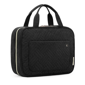 BAGSMART Toiletry Bag Travel Bag with Hanging Hook, Water-resistant Makeup Cosmetic Bag Travel Organizer for Accessories, Shampoo, Full-size Container, Toiletries (Black, Medium)