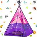 LimitlessFunN Teepee Kids Play Tent | Includes Star Lights & Carrying Case |, Children Indoor Playhouse for Girls, Toddlers, 42" D x 42" W x 60" H (Pink)