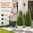 2Pack 4 FT Artificial Norfolk Pine Topiary Trees | UV-Resistant Potted Faux Shrubs for Front Porches, Gardens and Entryways; Realistic Greenery with Easy-Care Appeal.