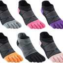 Women Toe Socks 5 Finger Cotton Wicking Athletic 6 Pack 3 Pack (Black)