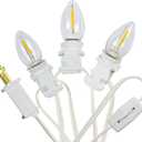 3 Base C7 String Bulbs Christmas Village Light Accessory Cord with 3 LED Light Bulb Universal Clip White Cord with On/Off Spare Fuse Switch Plugs for Decorations Christmas Village House