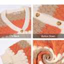 ECOWISH Women's Cropped Cardigan Sweaters 2025 Fall Striped Color Block Long Sleeve Button Up Knit Sweater Y2k Coats (Orange)