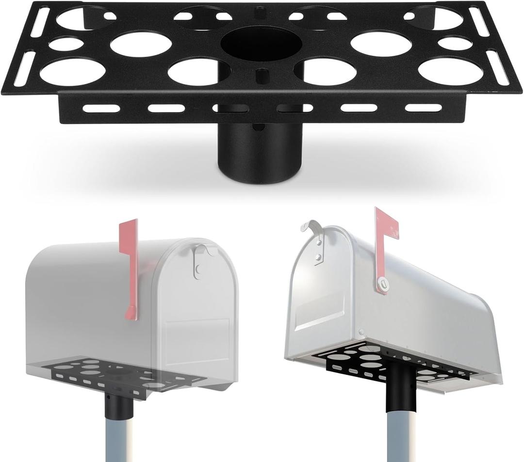 Steel Mailbox Bracket for 2-3/8" Round Post Mailbox Post Mount Bracket Plate for Mounting Board Mailboxes Heavy Duty Mounting Hardware for Outdoor Secure Home Improvement Accessory