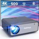 Outdoor Projector with WiFi and Bluetooth, 500 ANSI Native 1080p Projector for iPhone, Movie Projector for Outdoor Use, Home Projector 4K Support for Bedroom/ Smartphone/ Tablet/ Laptop/ TV Stick/ Game
