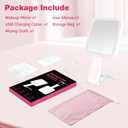 Portable Travel Makeup Mirror with Lights, Double Sided 1X/10X Magnifying Mirror, 3 Color Adjustable Lighting Touch Screen, Rechargeable Lighted Beauty Mirror, Tabletop Handhold Hanging (White)