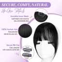 Yorda Bangs Hair Clip 100% Human Hair Clip in Bangs Fringe with Temples Wispy/French Bangs for Women Natural Looking for Daily Use (French Bangs, Natural Black)