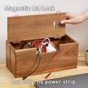 LiTY Acacia Wood Cable Management Box, Wooden Cord Hider & Organizer for Power Strip, Electrical Hiding, TV Wires, Desk & Floor Cables - Office Under Desk Cable Storage Box for Wire