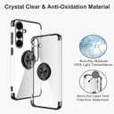 Designed for Samsung Galaxy S24 Clear Case with Stand [Magnetic Ring Holder Kickstand] Soft TPU Bumper Non-Yellowing Anti-Scratch Lightweight Slim for Samsung Galaxy S24 Case Black