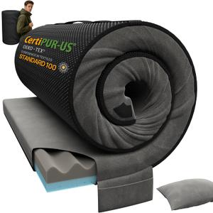 Releep 3 Inch Small Single Dual-Sided Memory Foam Camping Mattress, Waterproof Camping Sleeping Pad with Portable Pillow & Carry Bag, Roll Up Cot Mattress Mat for Guest Bed/ Car/ Tent