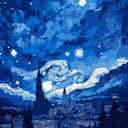 CSZPPQAF Paint by Numbers Kit for Adults Beginner, Starry Sky Moon Paint by Number Kits on Canvas, DIY Easy Acrylic Watercolor Oil Painting by Numbers for Home Wall Decor 16X20inch