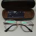 Classic Square Polygon Reading Glasses for Men Women Light Blocking Computer Readers Spring Hinge Metal Frame