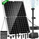 Solar Pond Pump, 25W Solar Fountain Pump with 450GPH Flow & 4 Spray Styles, 16.5Ft Extendable Power Cord, Debris Barrier Bag for Outdoor Fountain, Ponds, Fish Tank, Waterfall, Garden Water Features