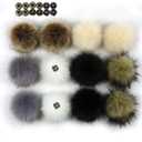 3D-Star 12Pcs DIY Faux Fur Snap Pompoms Ball Mixed Color Fluffy Pompom with Press Button Removable for Knitting Hats Scarves Shoes Bag Charms Accessories
