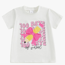 Little Girls 100 Days of School Shirt Toddler Kids Cute Short Sleeve Pencil Bow Print Tee Tops 130