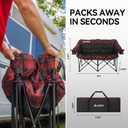 Huskfirm Padded Double Camping Chair, Camping Couch, Black & Red Plaid