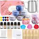 Candle Making Kits for Adults, Candle Making Supplies Accessory for Beginner, DIY Scented Candle with Beeswax, Essential Oil, Wicks, Wax Melting Pot, Moulds, Candle Jars, Dye, Make Your Own Candle (Pink)