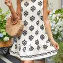 BLENCOT Womens Boho Dress Sleeveless Ruffle Mini Summer Vacation Casual Dresses (S)