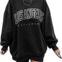 Langwyqu Women's Oversized Sweatshirt Los Angeles California Crewneck Long Sleeve Casual Loose Pullover Tops (Large, 1# Black)